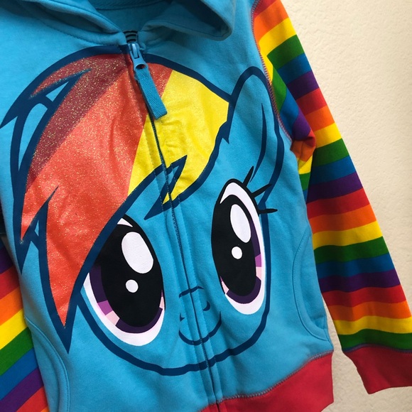 MY LITTLE PONY Girls Hooded Full Zip Hoodie Sweatshirt Wings Decorated NWT - Picture 7 of 13